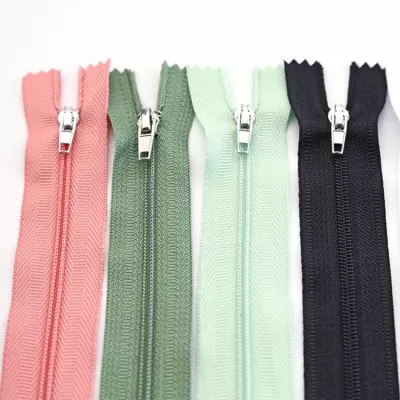 Ritsleting Nylon Berwarna-warni 20# 3# 5# untuk Pakaian Celana Tempat Tidur Ritsleting Strip Cetak Talon No 5 Ritsleting Nylon Universal
