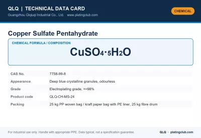 Copper Sulfate Pentahydrate (CuSO4·5H2O) 98% - Electroplating Grade