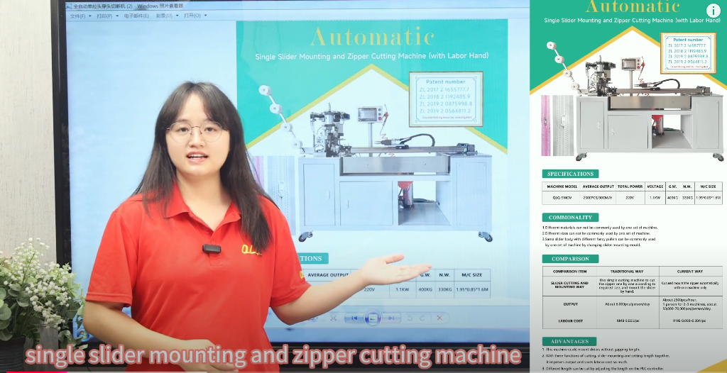 QLQ-SMCM Automatic Single Slider Mounting and Zipper Cutting Machine