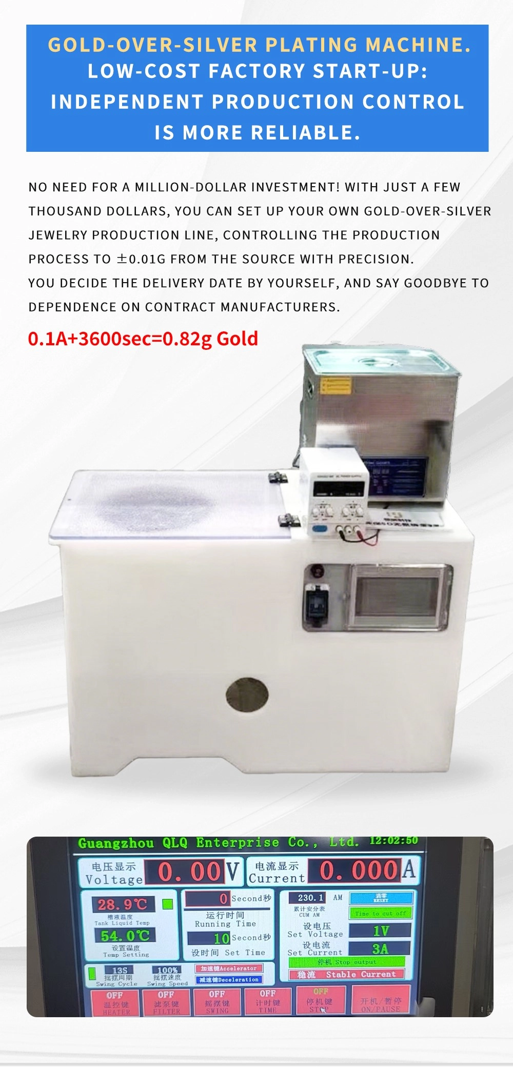 Cyanide free really gold electroplating Machine Gold-over-silver Plating machine Gold plated silver electroplating equipment - machine photo 2
