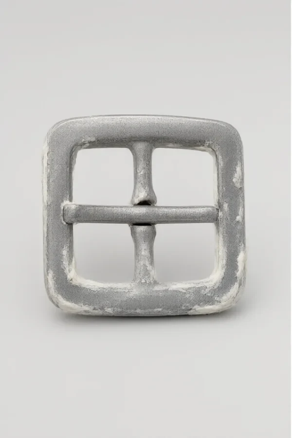 Raw die-cast Zinc Alloy Belt Buckle before dewaxing and surface finishing - dull gray unplated surface