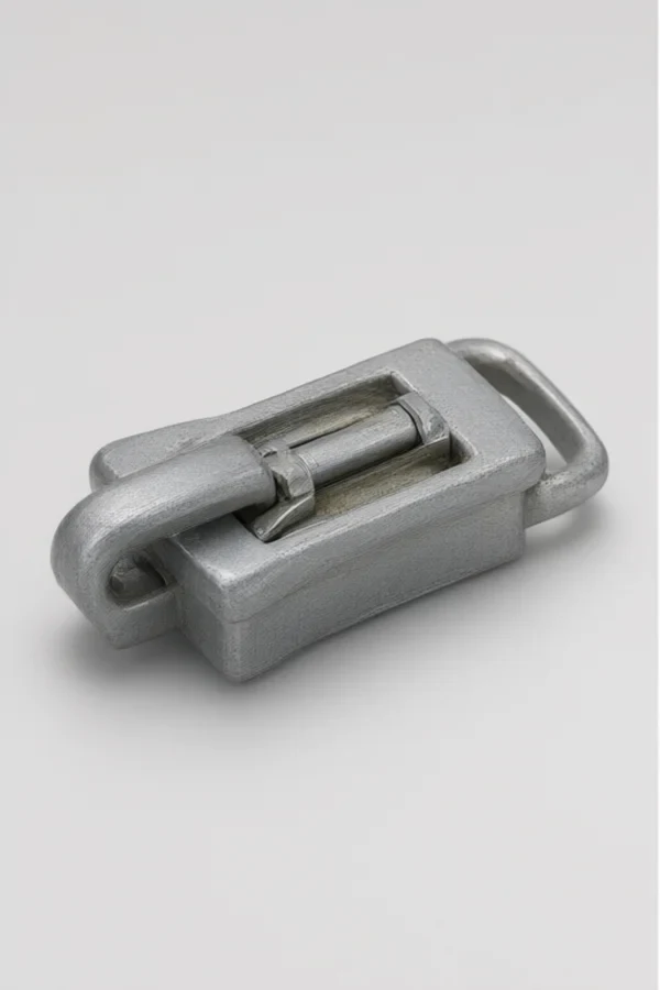 Raw die-cast Zinc Alloy Zipper Slider before dewaxing and surface finishing - dull gray unplated surface