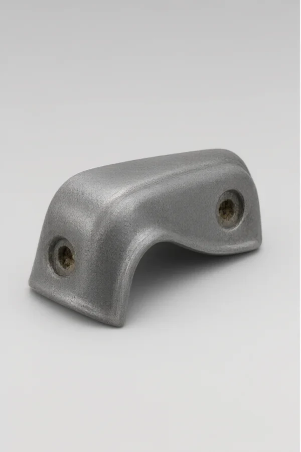 Raw die-cast Zinc Alloy Purse Corner Protector before dewaxing and surface finishing - dull gray unplated surface