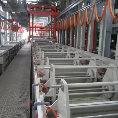 Barrel plating machine for metal hardware - production view