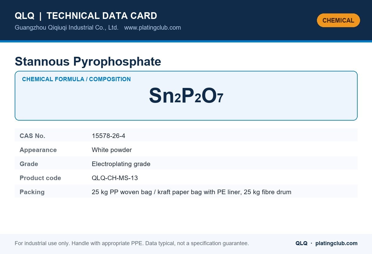Stannous Pyrophosphate &mdash; chemical formula and technical data
