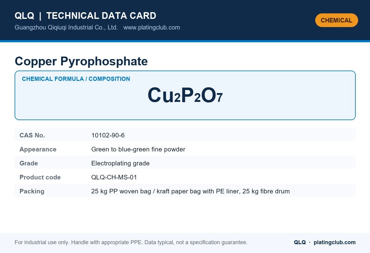 Copper Pyrophosphate &mdash; chemical formula and technical data