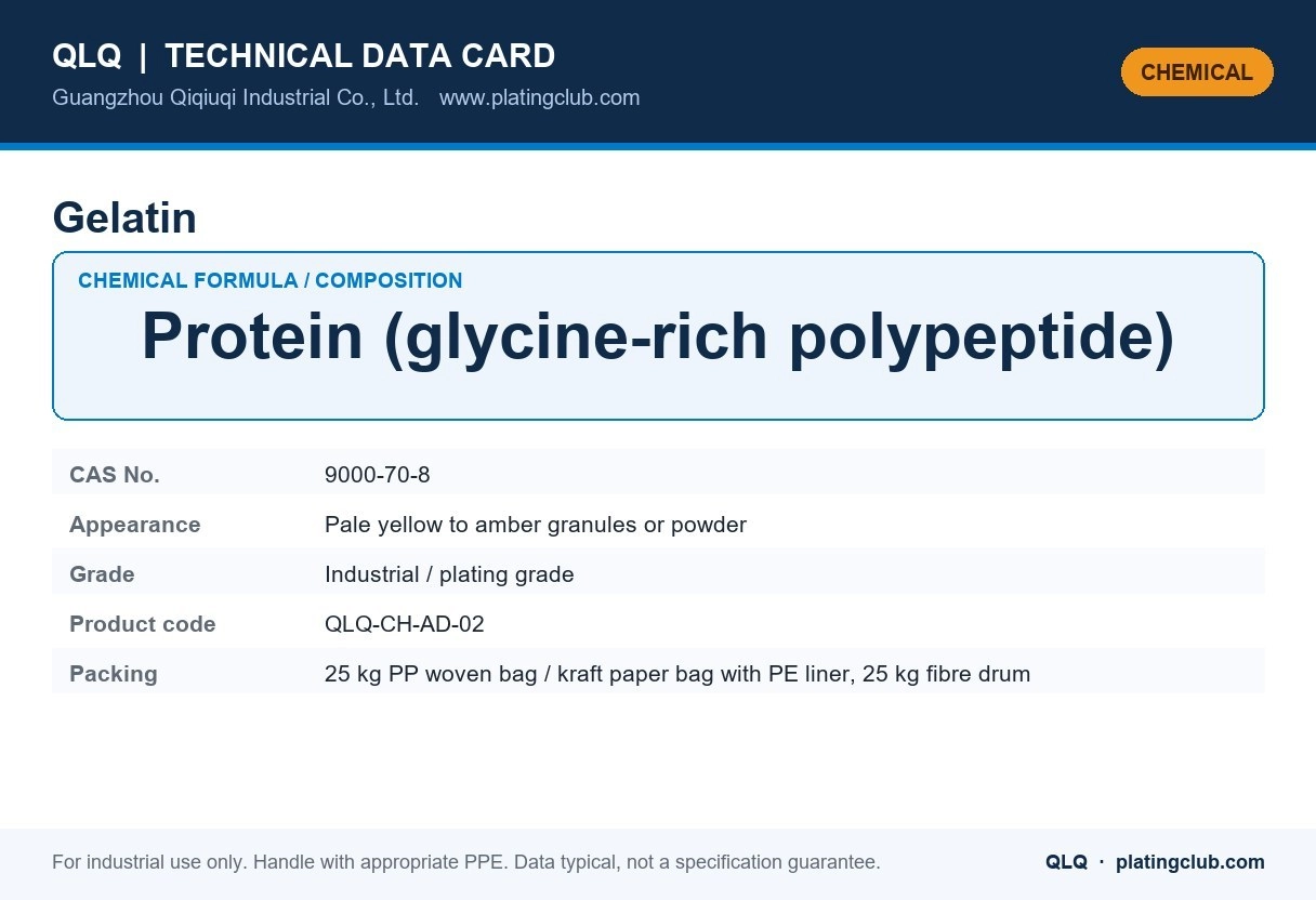 Gelatin &mdash; chemical formula and technical data