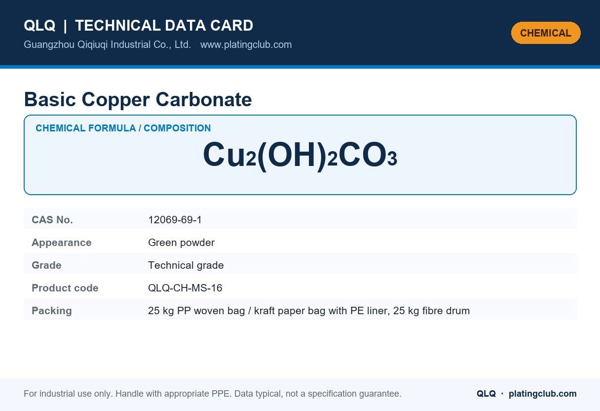Basic Copper Carbonate &mdash; chemical formula and technical data