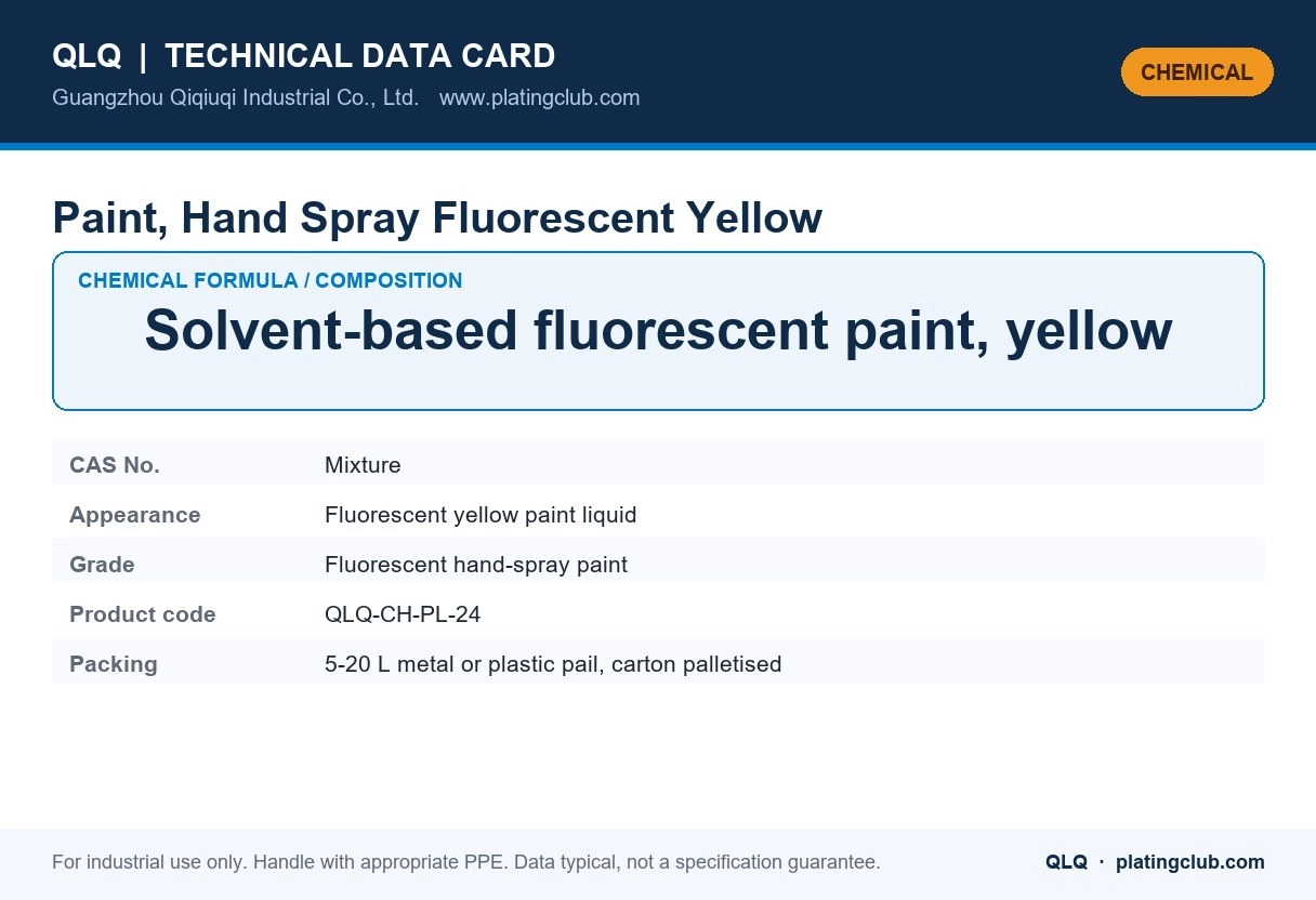 Paint, Hand Spray Fluorescent Yellow &mdash; chemical formula and technical data