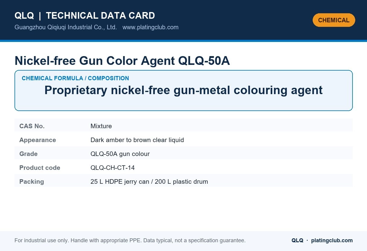 Nickel-free Gun Color Agent QLQ-50A &mdash; chemical formula and technical data