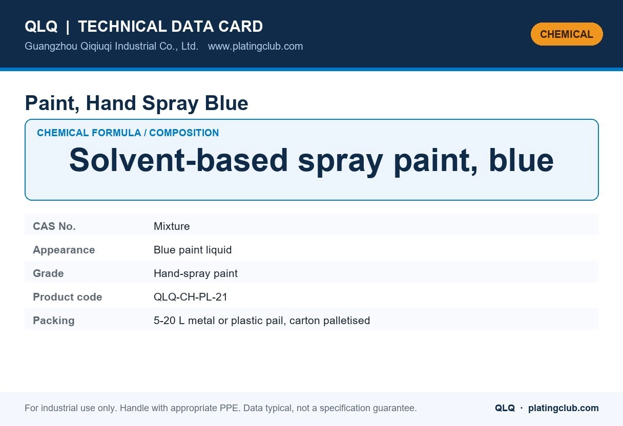 Paint, Hand Spray Blue &mdash; chemical formula and technical data