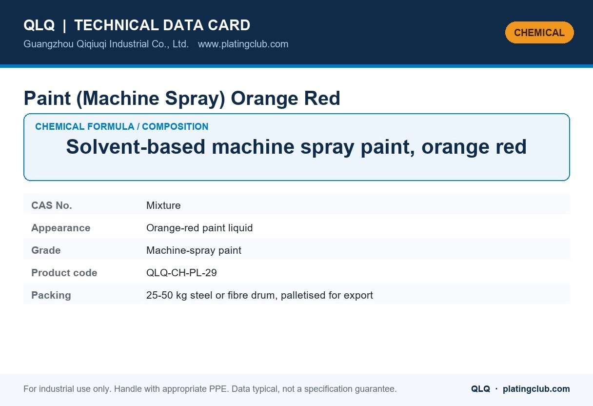Paint (Machine Spray) Orange Red &mdash; chemical formula and technical data