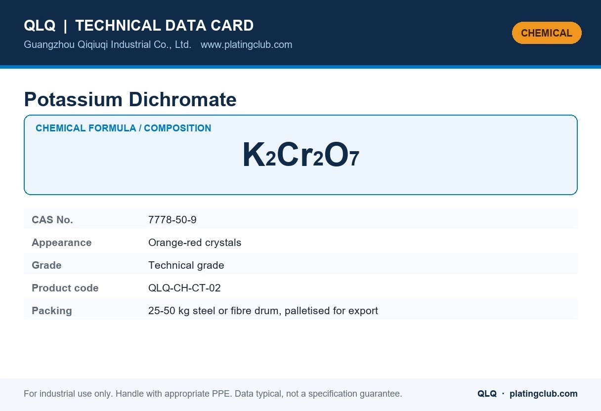 Potassium Dichromate &mdash; chemical formula and technical data