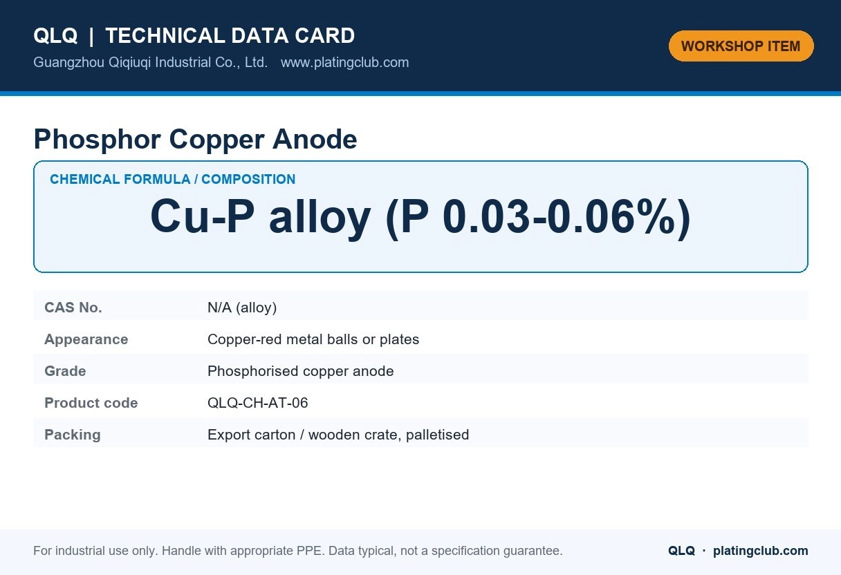 Phosphor Copper Anode &mdash; chemical formula and technical data