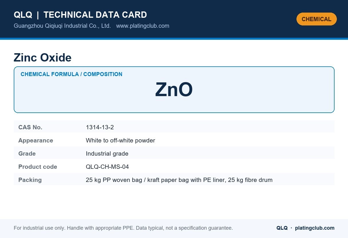 Zinc Oxide &mdash; chemical formula and technical data