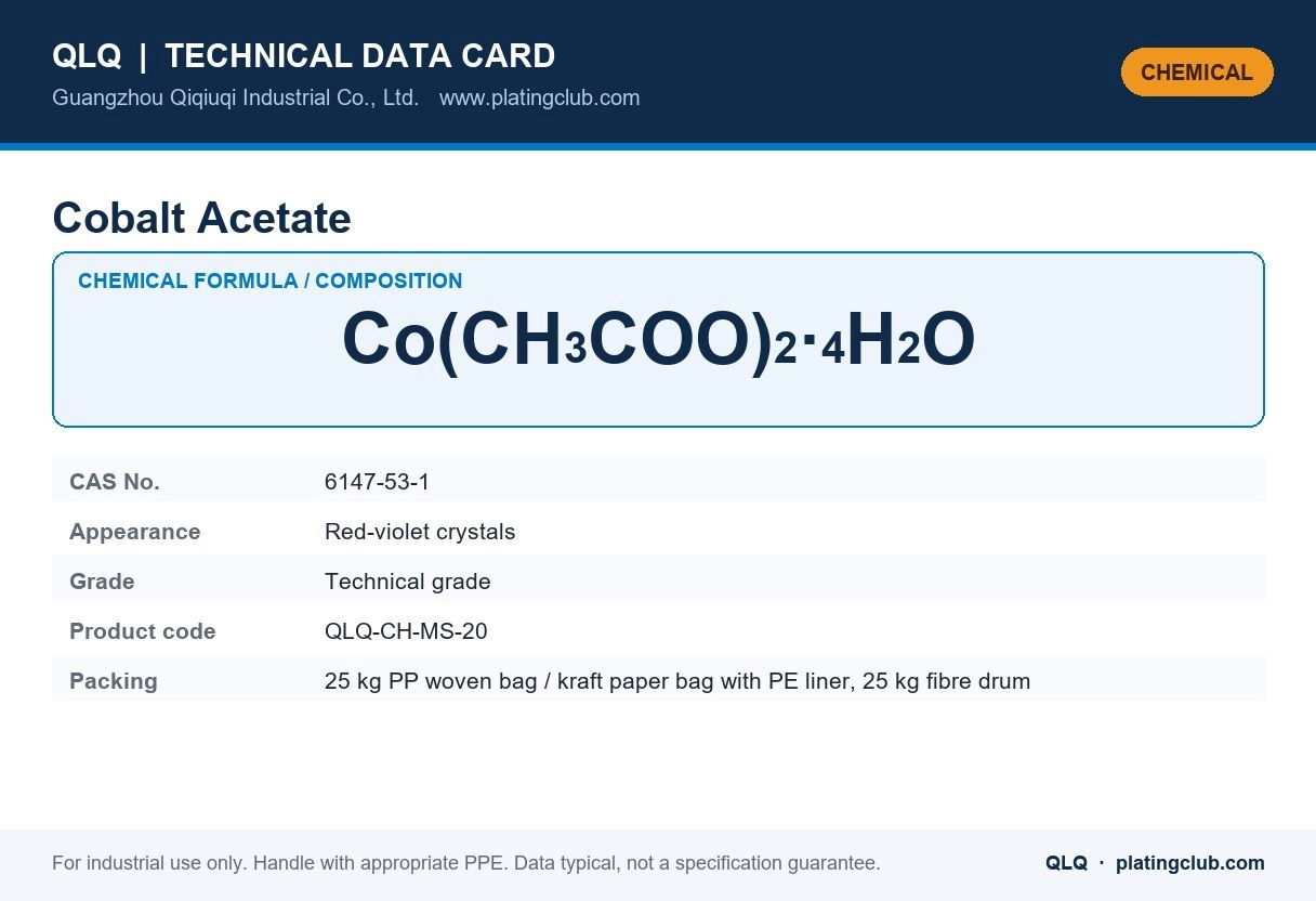 Cobalt Acetate &mdash; chemical formula and technical data