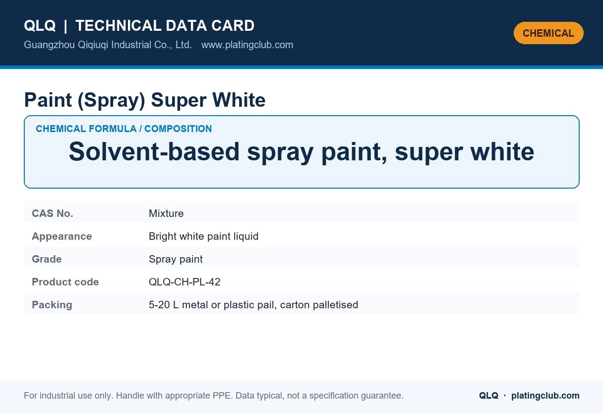 Paint (Spray) Super White &mdash; chemical formula and technical data