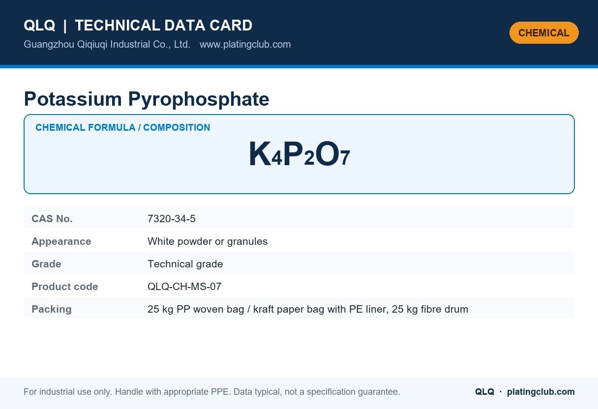 Potassium Pyrophosphate &mdash; chemical formula and technical data