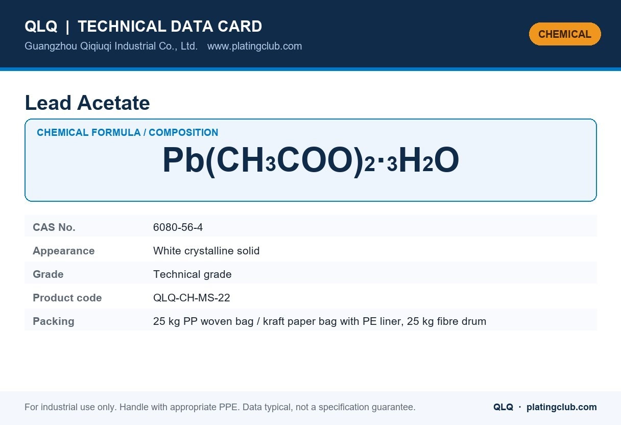 Lead Acetate &mdash; chemical formula and technical data