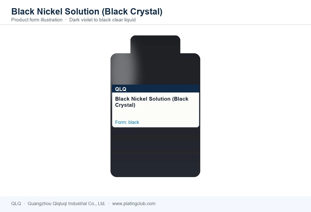 Black Nickel Solution (Black Crystal) &mdash; product form (colour and physical appearance)