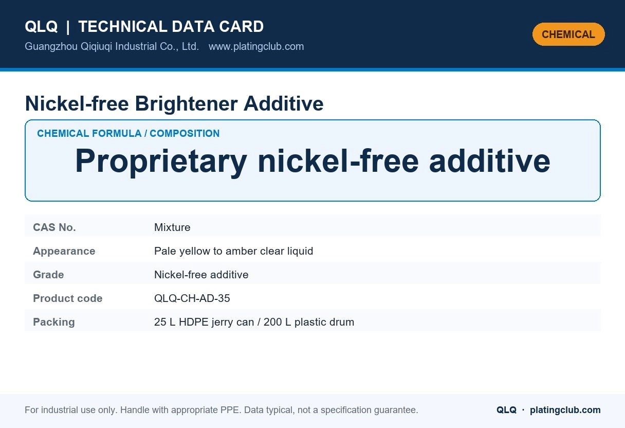 Nickel-free Brightener Additive &mdash; chemical formula and technical data
