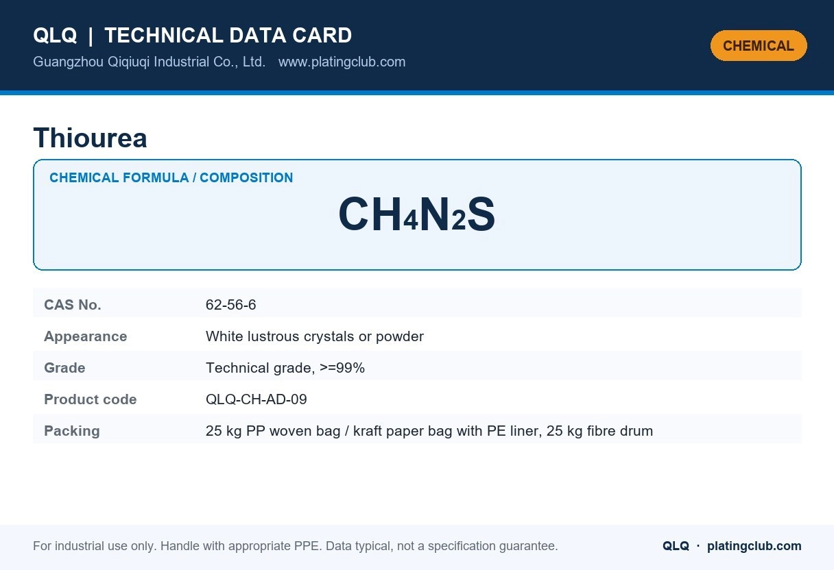 Thiourea &mdash; chemical formula and technical data