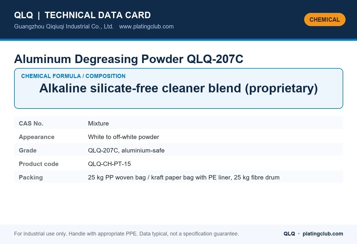 Aluminum Degreasing Powder QLQ-207C &mdash; chemical formula and technical data