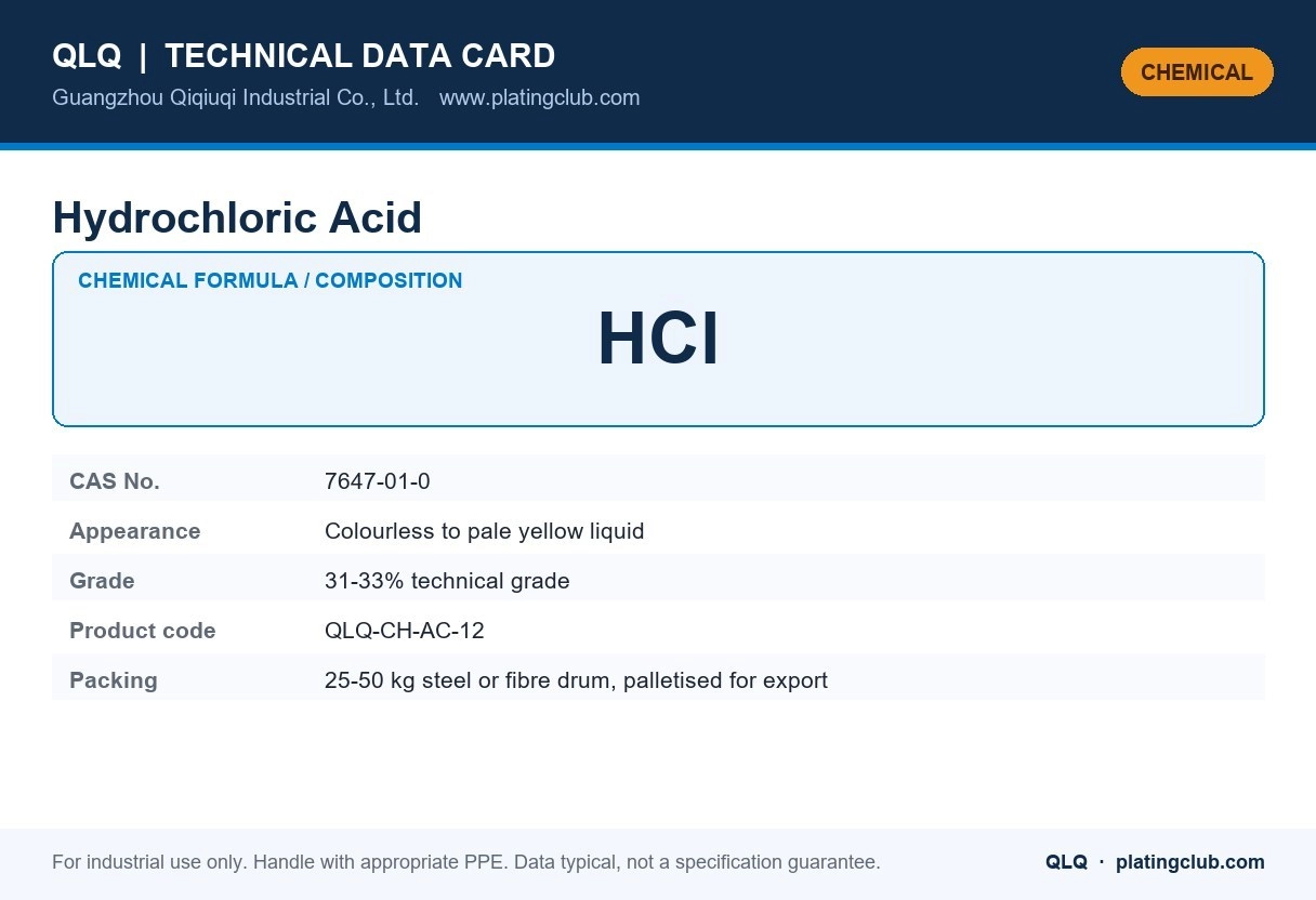 Hydrochloric Acid &mdash; chemical formula and technical data