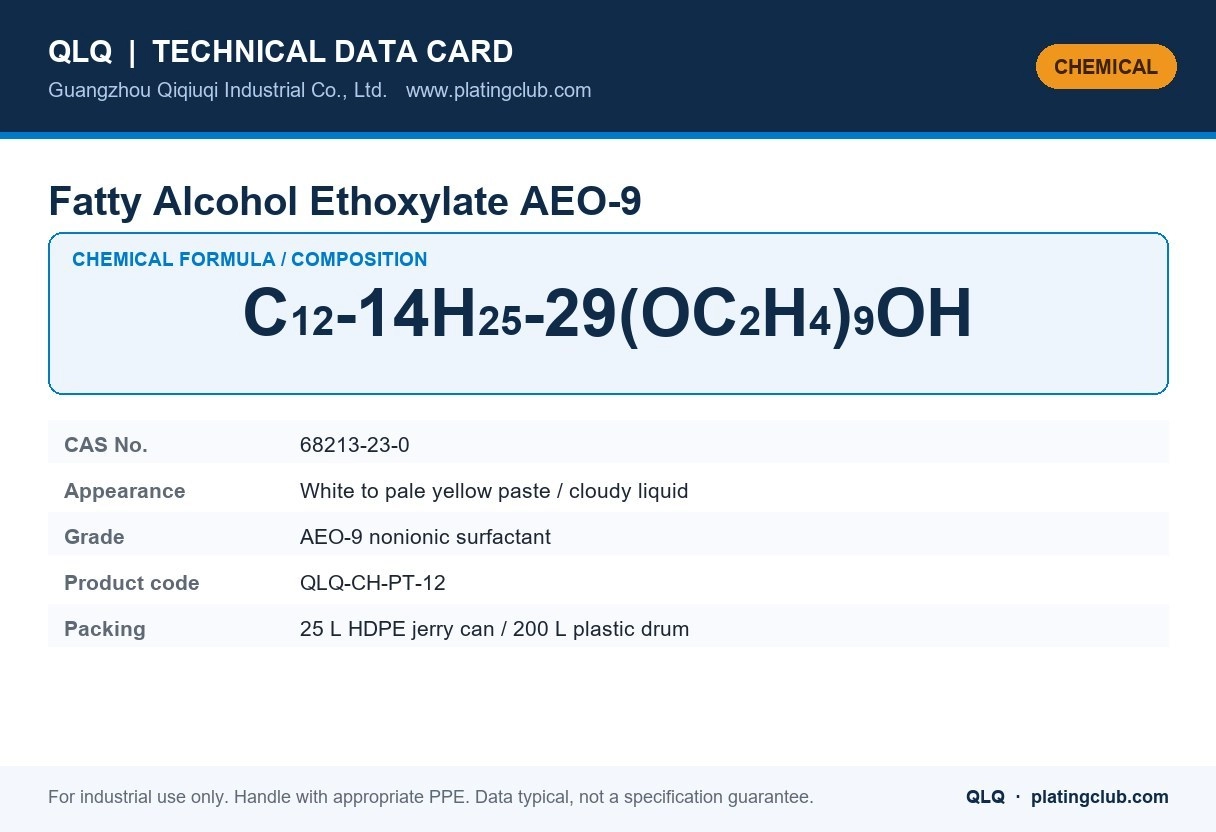 Fatty Alcohol Ethoxylate AEO-9 &mdash; chemical formula and technical data