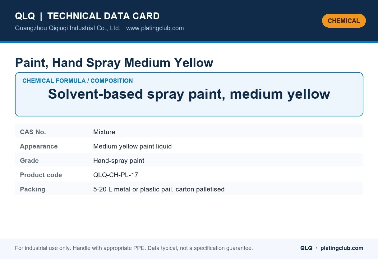 Paint, Hand Spray Medium Yellow &mdash; chemical formula and technical data