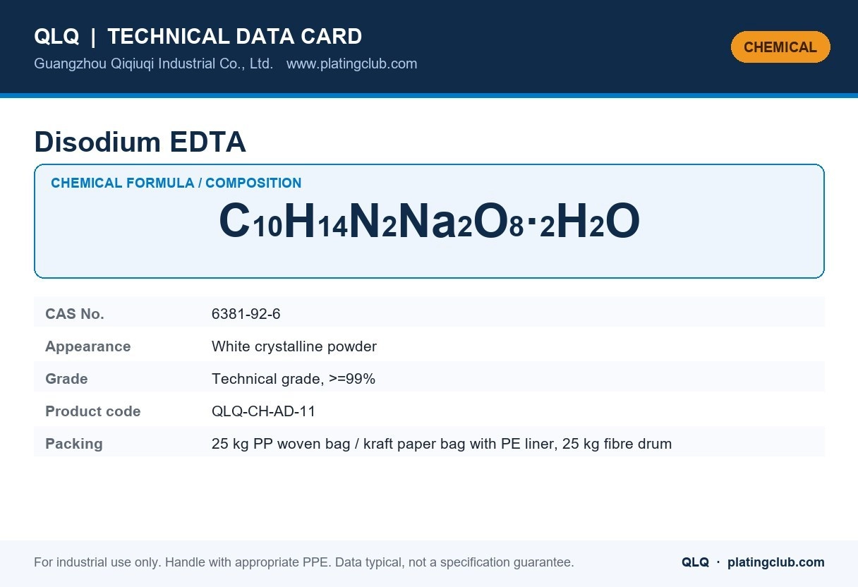 Disodium EDTA &mdash; chemical formula and technical data