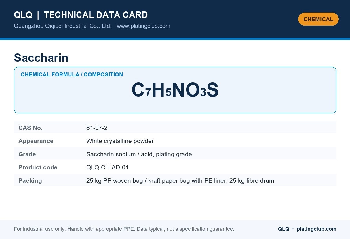 Saccharin &mdash; chemical formula and technical data
