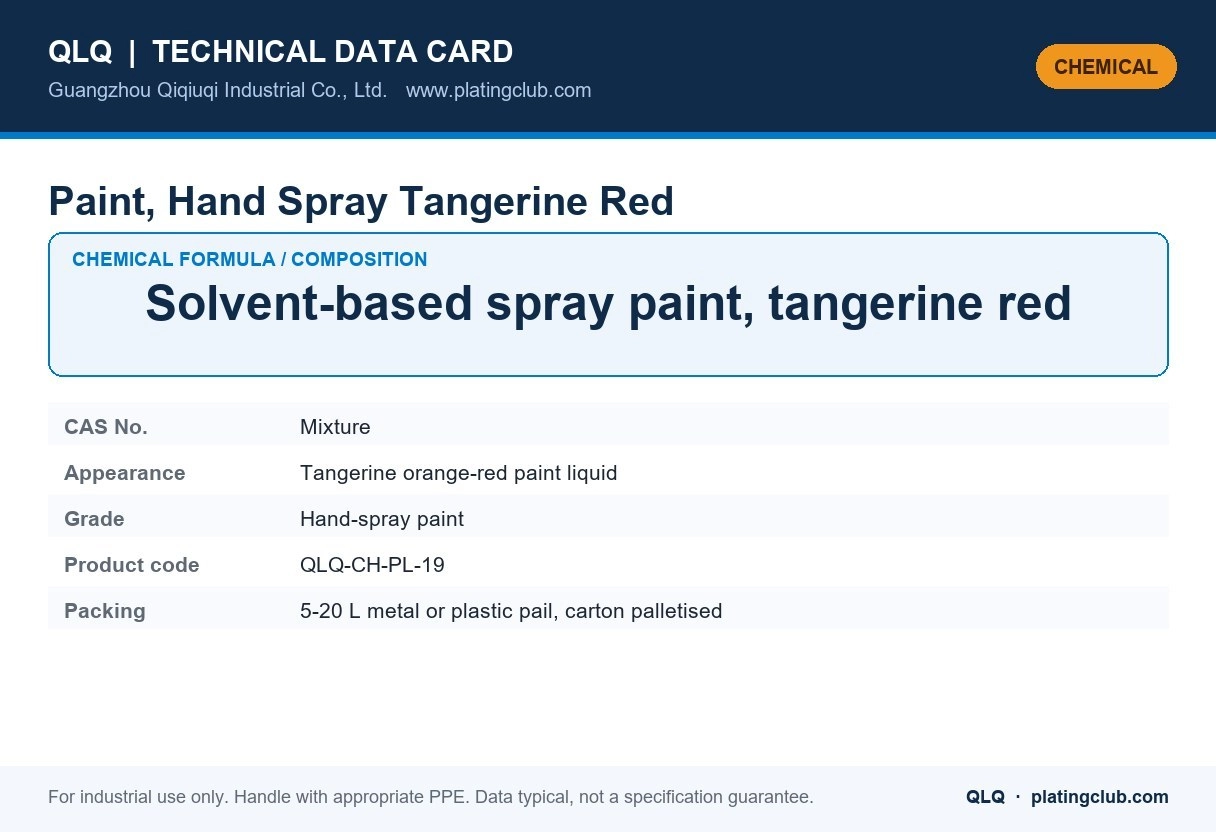 Paint, Hand Spray Tangerine Red &mdash; chemical formula and technical data