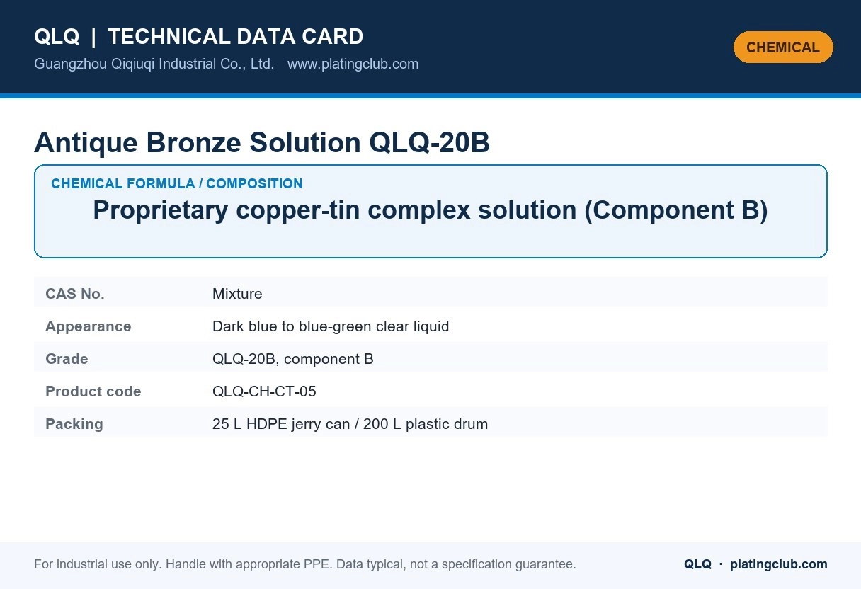 Antique Bronze Solution QLQ-20B &mdash; chemical formula and technical data