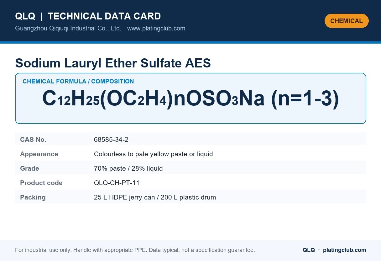 Sodium Lauryl Ether Sulfate AES &mdash; chemical formula and technical data