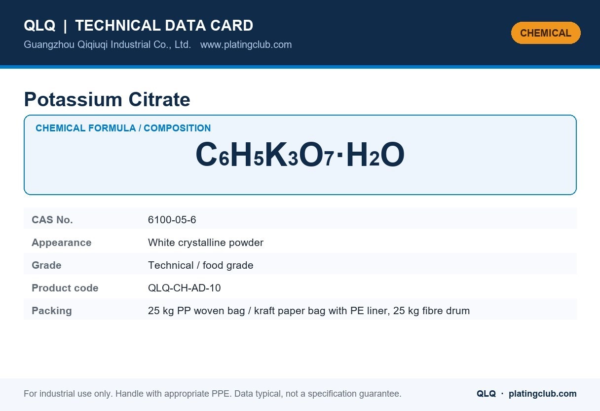 Potassium Citrate &mdash; chemical formula and technical data