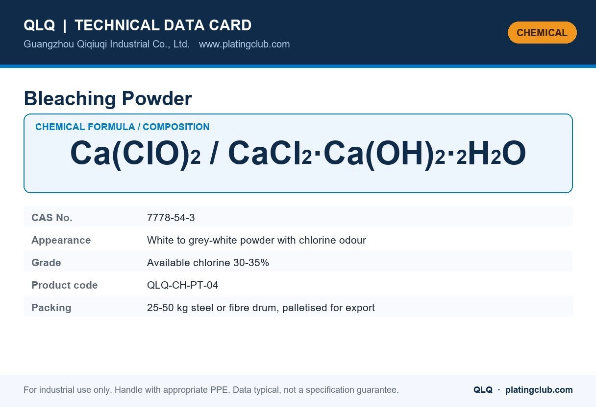 Bleaching Powder &mdash; chemical formula and technical data