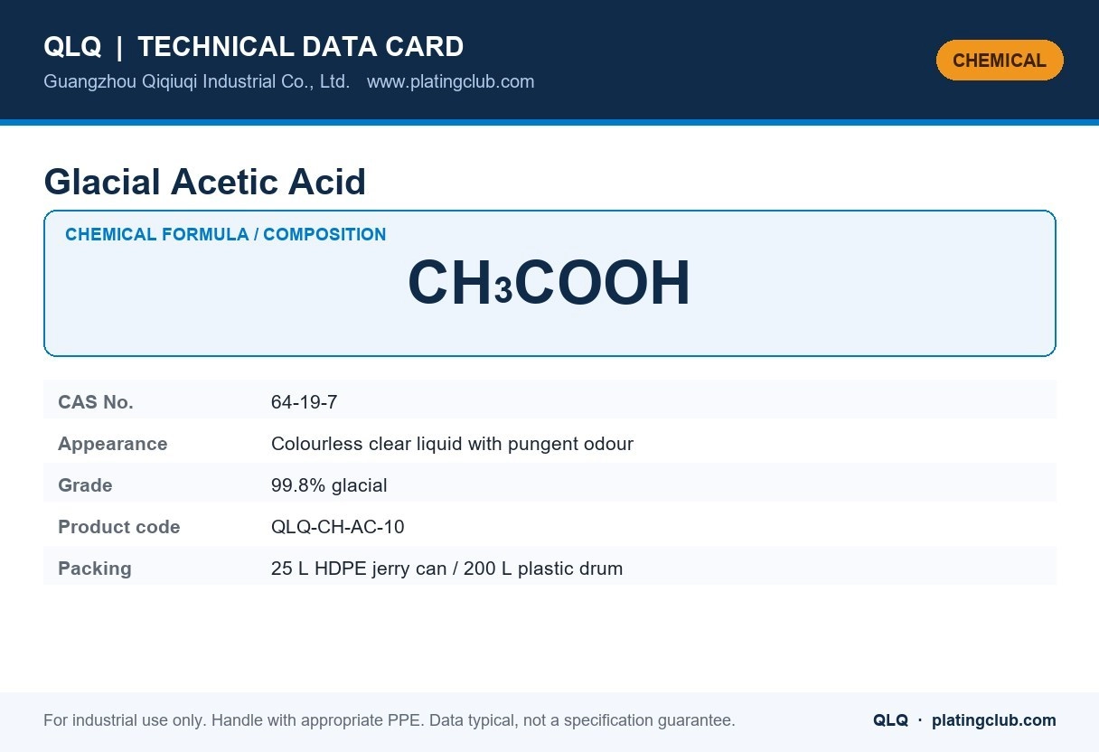 Glacial Acetic Acid &mdash; chemical formula and technical data