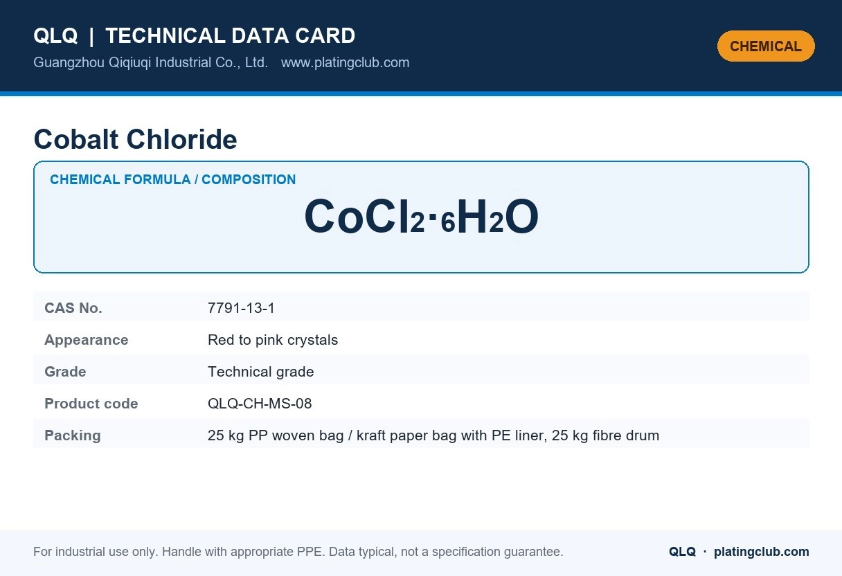 Cobalt Chloride &mdash; chemical formula and technical data