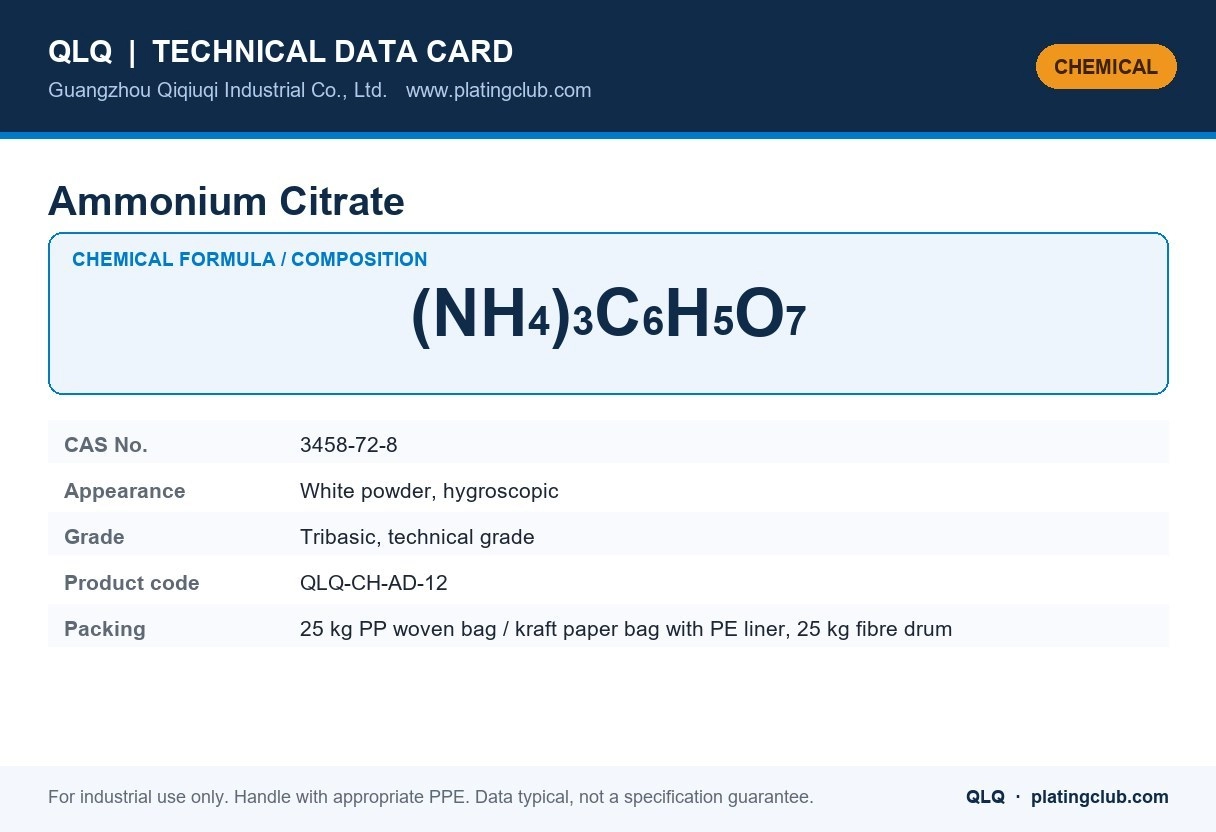 Ammonium Citrate &mdash; chemical formula and technical data