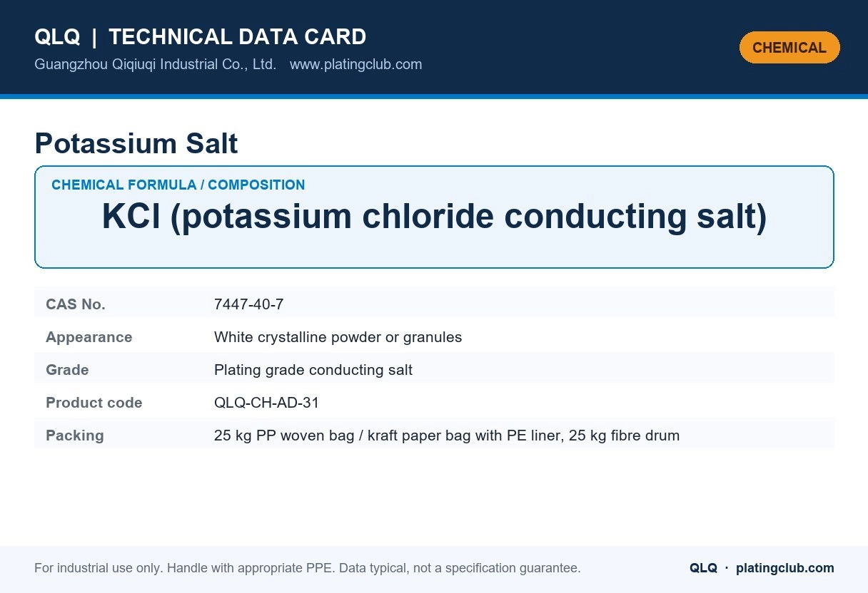 Potassium Salt &mdash; chemical formula and technical data