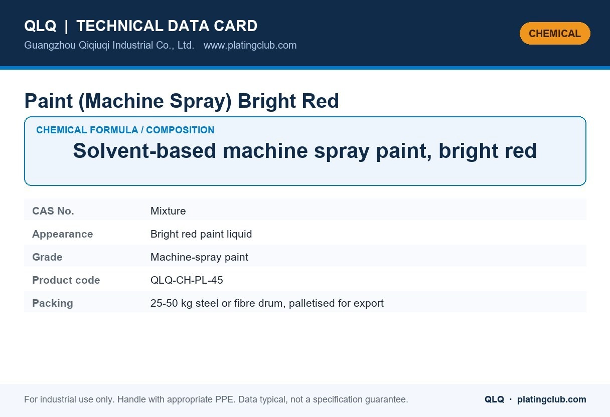 Paint (Machine Spray) Bright Red &mdash; chemical formula and technical data