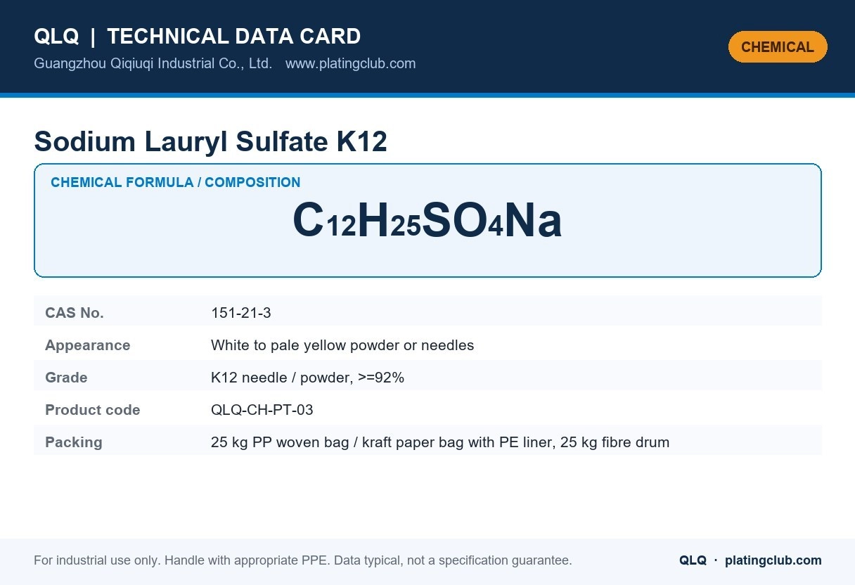 Sodium Lauryl Sulfate K12 &mdash; chemical formula and technical data