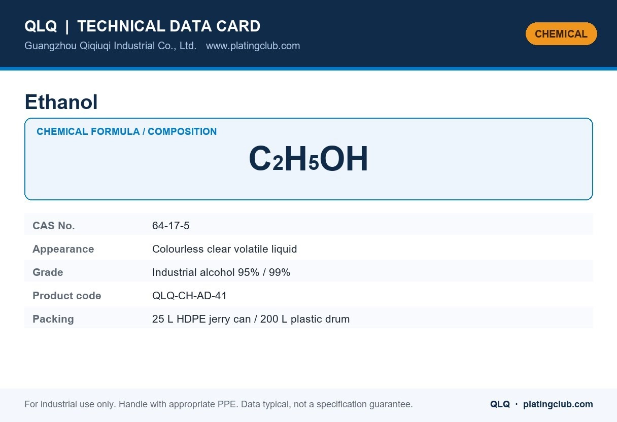 Ethanol &mdash; chemical formula and technical data