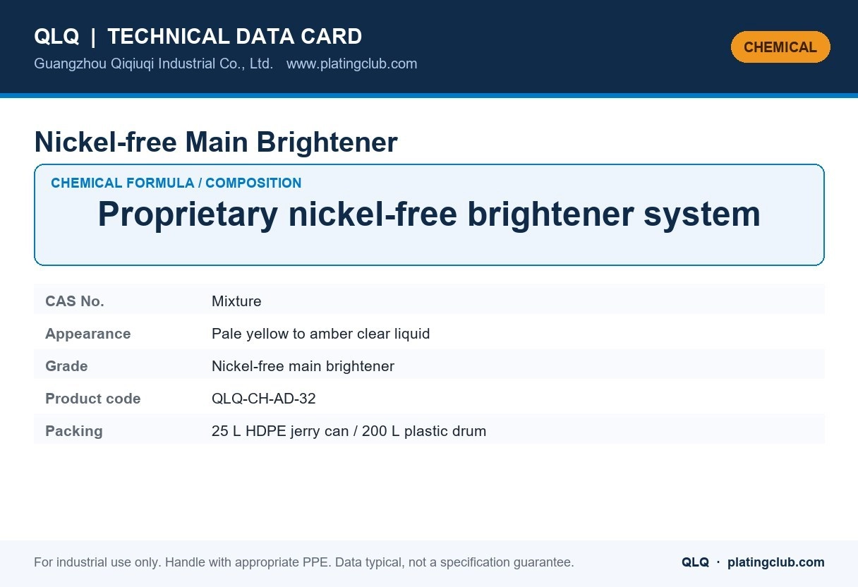 Nickel-free Main Brightener &mdash; chemical formula and technical data
