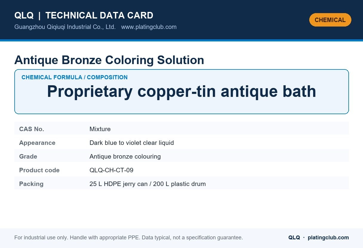 Antique Bronze Coloring Solution &mdash; chemical formula and technical data