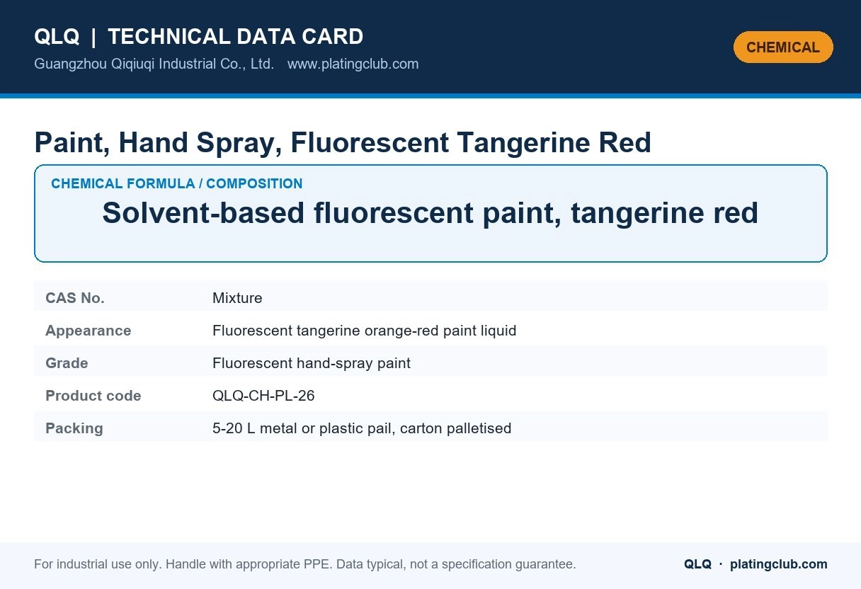 Paint, Hand Spray, Fluorescent Tangerine Red &mdash; chemical formula and technical data