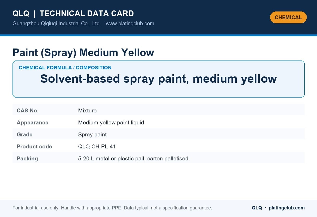 Paint (Spray) Medium Yellow &mdash; chemical formula and technical data