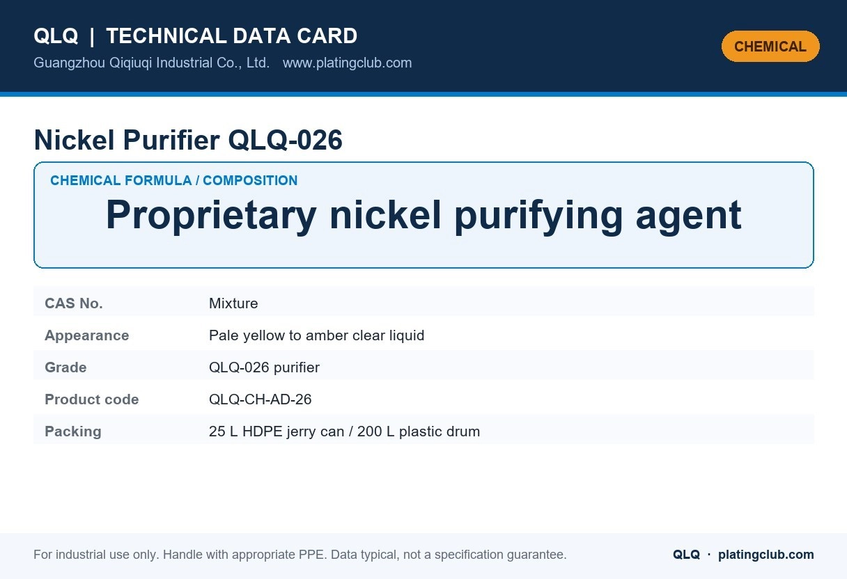 Nickel Purifier QLQ-026 &mdash; chemical formula and technical data