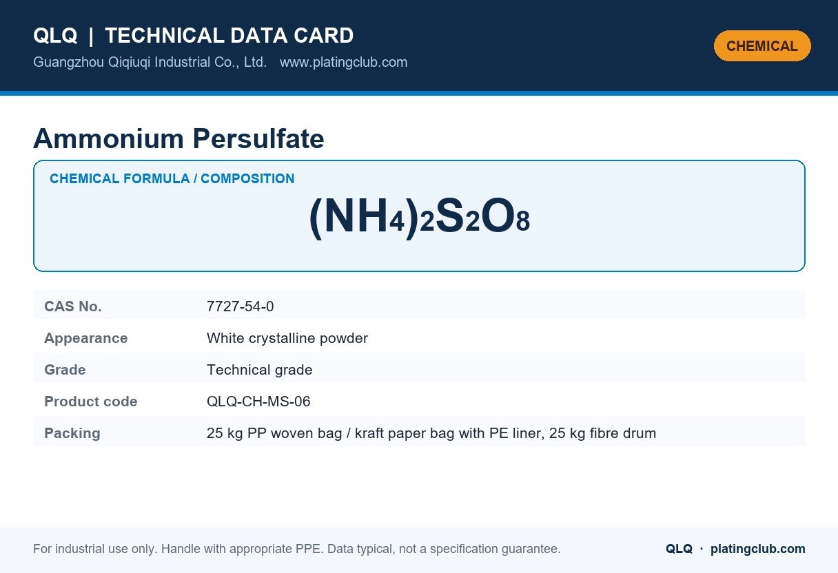 Ammonium Persulfate &mdash; chemical formula and technical data
